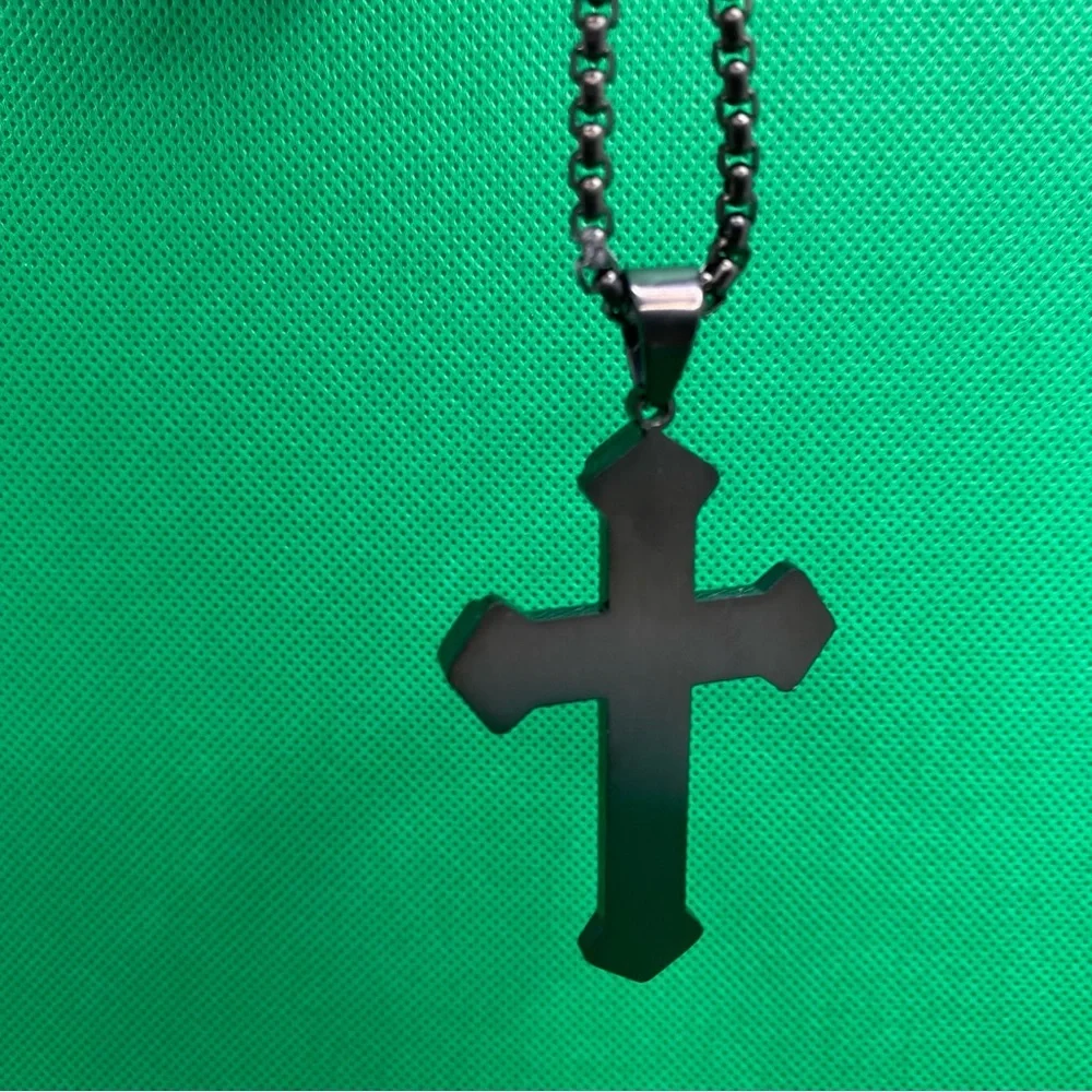 Black Cross Pendant Necklace